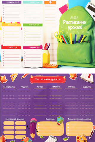 Расписание уроков с расписанием звонков ARTspace «Пиши-Стирай», А4 (210*297 мм), School, ассорти
