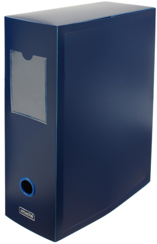 Короб архивный пластиковый на кнопке Attache, корешок 100 мм, 330*245*101 мм, синий