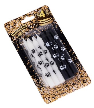 Свеча для торта Sima-Land, 12 шт., 8 см, «Лапки», черные и белые Свеча для торта Sima-Land, 12 шт., 8 см, «Лапки», черные и белые