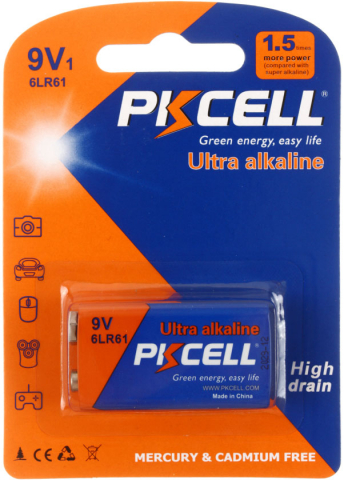 Батарейка щелочная Pkcell Ultra Alkaline, 6LR61, 9V, тип «Крона» Батарейка щелочная Pkcell Ultra Alkaline, 6LR61, 9V, тип «Крона»