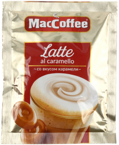 Напиток кофейный растворимый 3 в 1 Maccoffe Latte, 22 г, со вкусом карамели, в стике