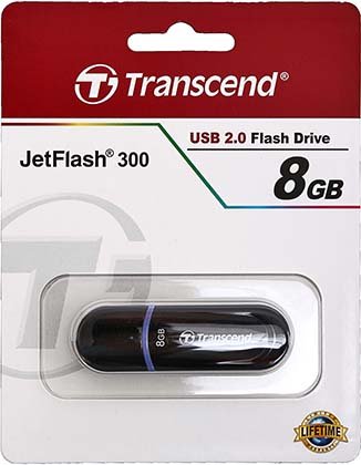 Флэш-накопитель Transcend JetFlash 300, 8Gb, корпус черный Флэш-накопитель Transcend JetFlash 300, 8Gb, корпус черный