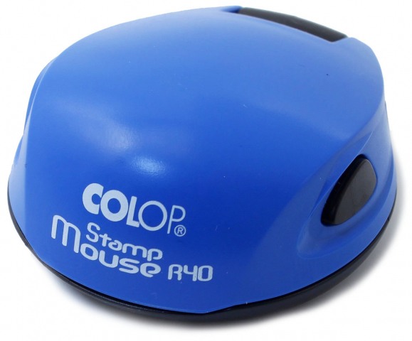 Полуавтоматическая оснастка Colop Stamp Mouse R40 для клише печати ø40 мм, корпус голубой