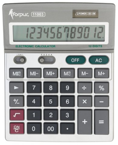 Калькулятор 12-разрядный Forpus FO-11003, серый