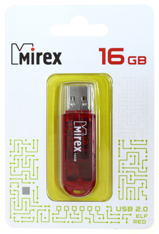 Флэш-накопитель Mirex Elf, 16Gb, USB 2.0, корпус прозрачно-красный