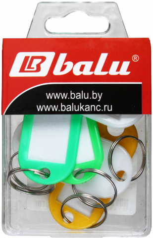 Набор брелоков для ключей Balu, 49*20 мм (30*14 мм), 6 шт., с пленкой, ассорти