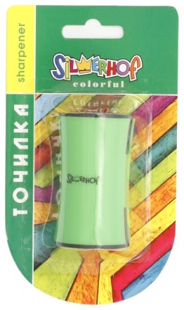Точилка пластиковая Colorful, 2 отверстия, с контейнером, ассорти (цена за 1 шт.)