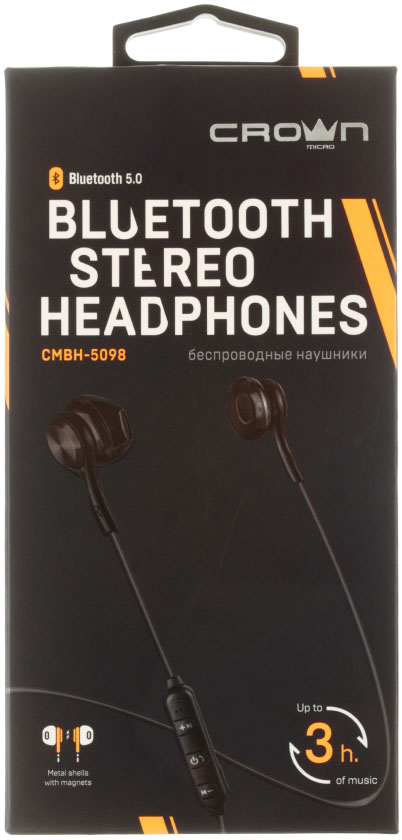 Наушники беспроводные Crown CMBH-5098, черные Наушники беспроводные Crown CMBH-5098, черные