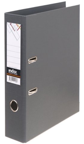 Папка-регистратор Index с двусторонним ПВХ-покрытием, корешок 70 мм, серый