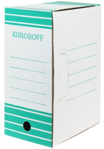 Короб архивный из гофрокартона, корешок 150 мм, 327*150*240 мм, белый с зеленым