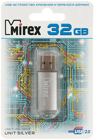 Флэш-накопитель Mirex Unit, 32Gb, корпус серебристый