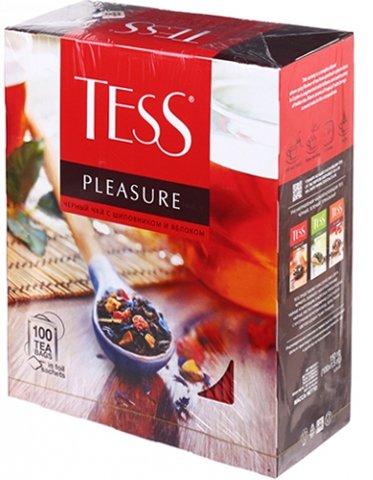 Чай Tess, 150 г, 100 пакетиков, Pleasure, чай черный с шиповником и яблоком 