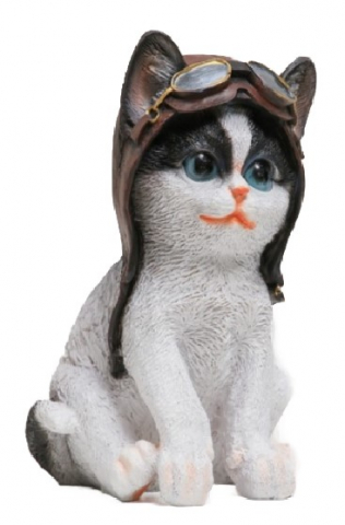 Фигура полистоун «Котенок-авиатор», 10*9,5*15 см