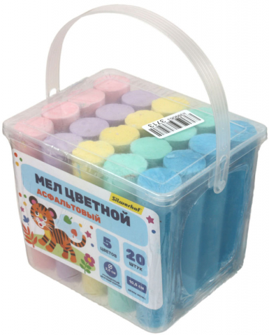 Мелки асфальтовые цветные Silwerhof «Веселые друзья», 20 шт., 5 цветов