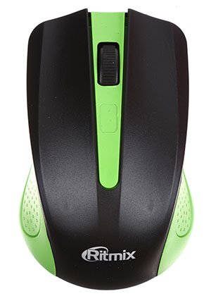 Мышь компьютерная Ritmix RMW-555, беспроводная, черная с зеленым
