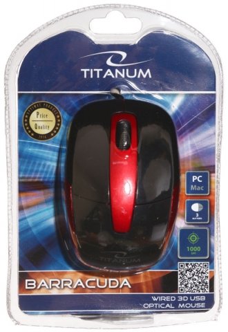 Мышь компьютерная Titanum Barracuda TM108K , USB, проводная, черная с красным