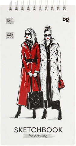 Скетчбук на гребне BG, 105*195 мм, 40 л., Fashion