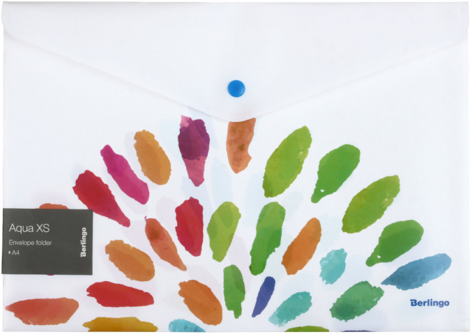 Папка-конверт пластиковая на кнопке Berlingo А4+ (с рисунком) толщина пластика 0,18 мм, Aqua XS