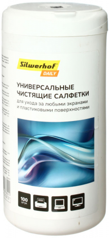 Салфетки чистящие универсальные Silwerhof Daily, 100 шт., в тубе