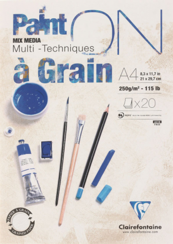 Скетчбук-альбом на склейке для смешанных техник Clairefontaine, 210*297 мм, 20 л., Paint On With Grain