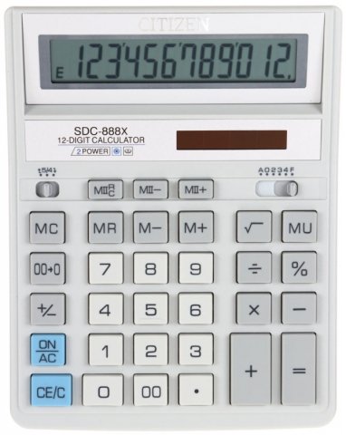Калькулятор 12-разрядный Citizen SDC-888XWH, белый