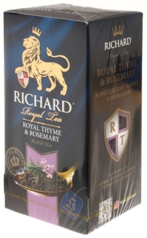 Чай Richard ароматизированный пакетированный, 50 г, 25 пакетиков, Royal Thyme & Rosemary, черный чай с чабрецом и розмарином