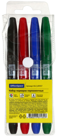 Набор маркеров перманентных OfficeSpace, 4 цвета