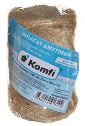 Шпагат банковский джутовый Komfi 2 мм, 100 м Шпагат банковский джутовый Komfi 2 мм, 100 м