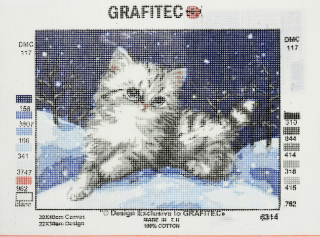 Набор для вышивания «Основа с рисунком» Grafitec 40×30 см, «Котенок»