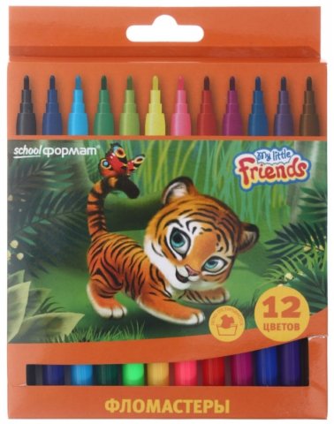 Фломастеры «Пушистые зверята», 12 цветов, толщина линии 1-2 мм, вентилируемый колпачок Фломастеры «Пушистые зверята», 12 цветов, толщина линии 1-2 мм, вентилируемый колпачок