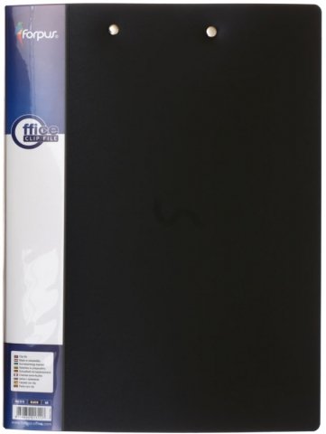 Папка пластиковая с боковым зажимом и верхним прижимом Forpus, толщина пластика 0,5 мм, черная