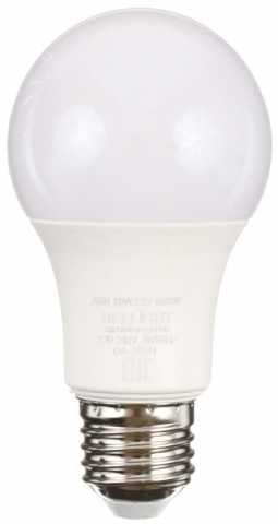 Лампа светодиодная Bellight Led А60, 10W, 220-240V, цоколь Е27, 6500К, 800 лм, холодно-белый свет