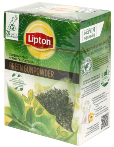 Чай Lipton ароматизированный пакетированный, 36 г, 20 пирамидок, Green Gunpowder, зеленый чай