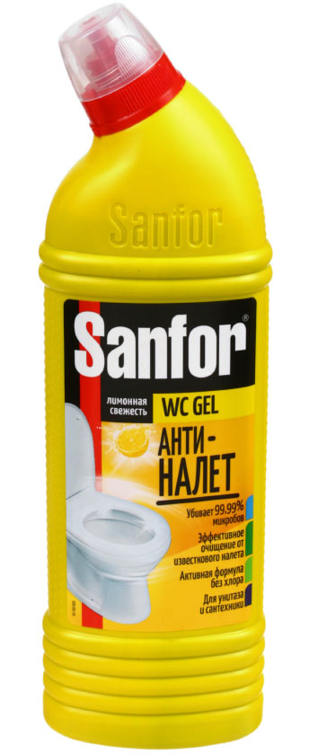 Средство для чистки сантехники Sanfor WC gel, 750 г, «Лимонная свежесть»