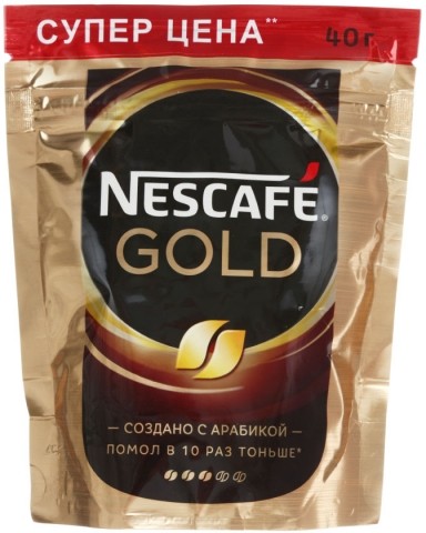 Кофе молотый в растворимом Nescafe Gold , 40 г, в пакете