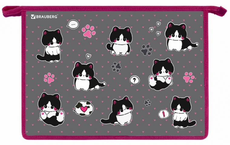 Папка для труда 2 отделения Brauberg Arts 330×230×100 мм, Cat Patches