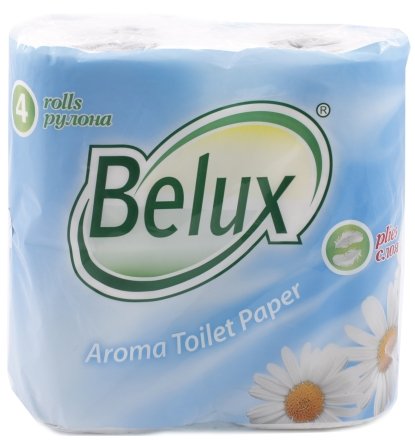 Бумага туалетная Belux 4 рулона, ширина 95 мм, «Ромашка», белая