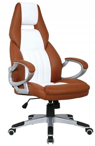 Кресло офисное Calviano Carrera NF-6623 для руководителя, экокожа — коричневый + белый