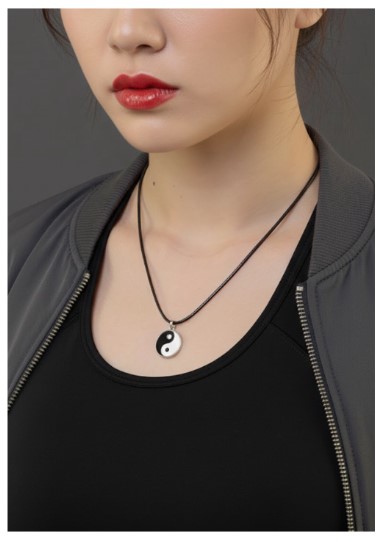 Кулон на шнурке «Инь-ян», 45 см, цвет чёрно-белый в серебре
