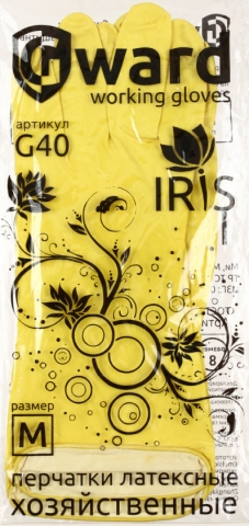 Перчатки латексные с хлопковым напылением Iris, размер M, желтые