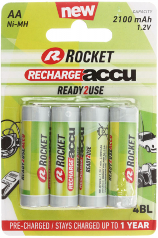 Аккумулятор Rocket, AA, 1.2V, 2100 mAh (4 шт. в упаковке)