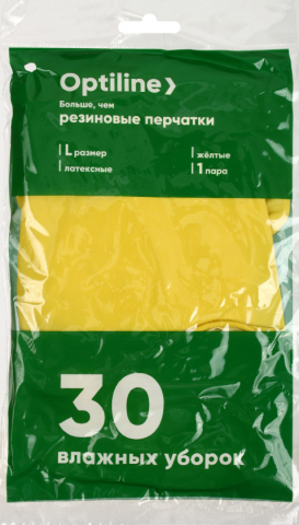 Перчатки латексные хозяйственные Optiline, размер L, желтые