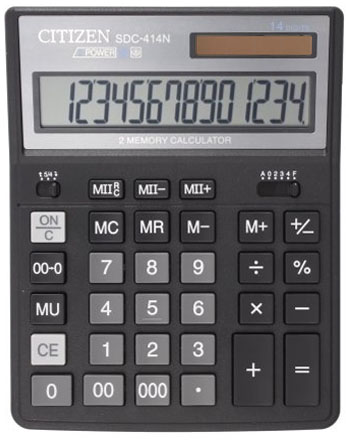 Калькулятор 14-разрядный Citizen SDC-414N, черный