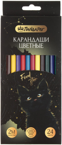 Карандаши цветные «ПандаРог» Mystery Cat 24 цвета, длина 175 мм
