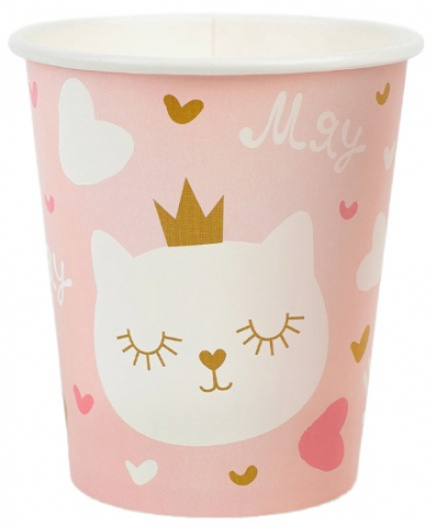 Набор одноразовой бумажной посуды Sima-Land, «Котенок Принцесса», (стаканы 6 шт.*250 мл)
