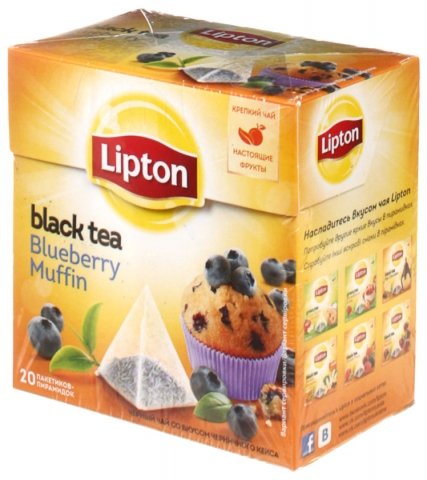 Чай Lipton ароматизированный пакетированный, 32 г, 20 пирамидок, Blueberry Muffin, черный чай