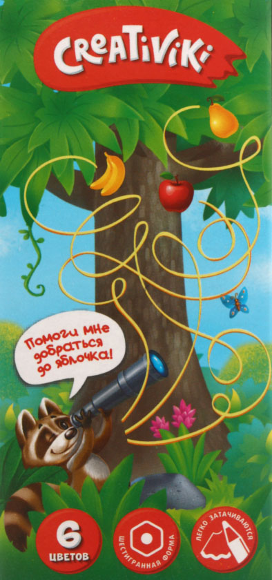Карандаши цветные Creativiki, 6 цветов, длина 175 мм Карандаши цветные Creativiki, 6 цветов, длина 175 мм