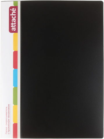 Папка-скоросшиватель пластиковая с пружиной Attache, толщина пластика 0,7 мм, черная
