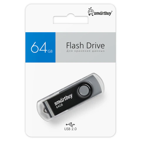 Флеш-накопитель SmartBuy Twist (2.0) 64 Gb, корпус черный Флеш-накопитель SmartBuy Twist (2.0) 64 Gb, корпус черный