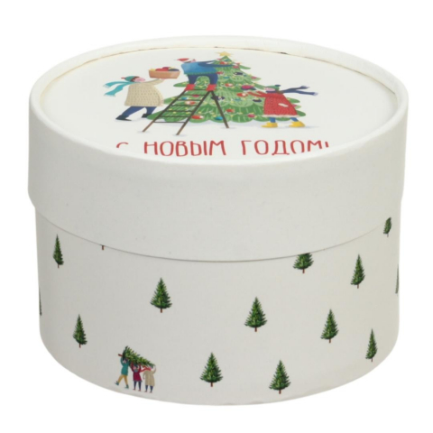 Коробка подарочная с крышкой (круглая, в собранном виде) 12×8 см, «С Новым годом»